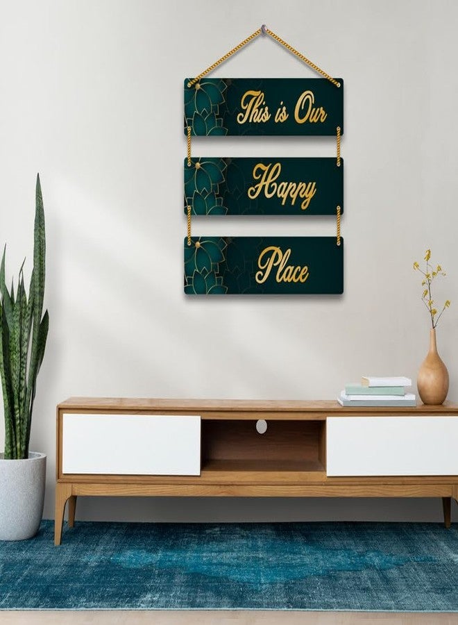 Yey Our Favourite Place Wooden Wall Hanging for Home Decor | Office | Living Room | Bedroom | Quotes Decorative Items (3 piece Wall hanging, Multicolor) (Our Happy Place) - Image 5